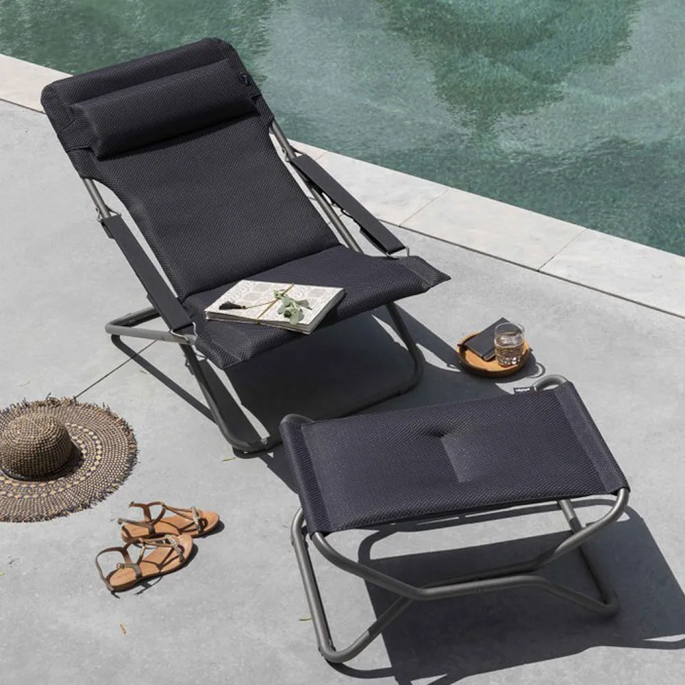Sdraio Lettino LAFUMA Transabed Be Comfor Silver - Pieghevole Con Materasso Imbottito E Poggiatesta Regolabile