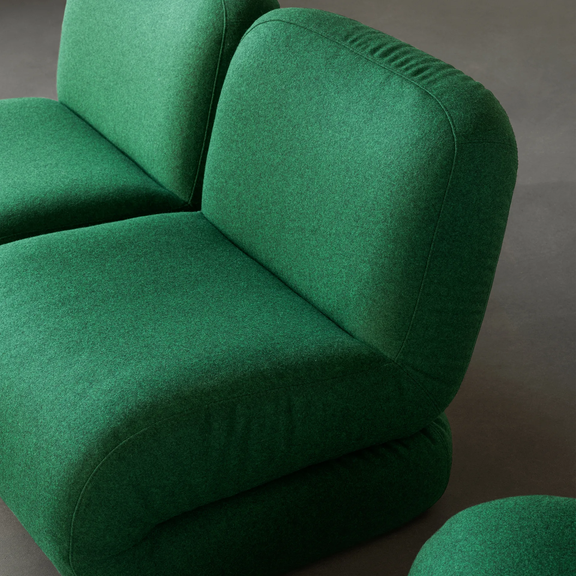 BAU armchair, Divina melange dark green, straight Lammhults