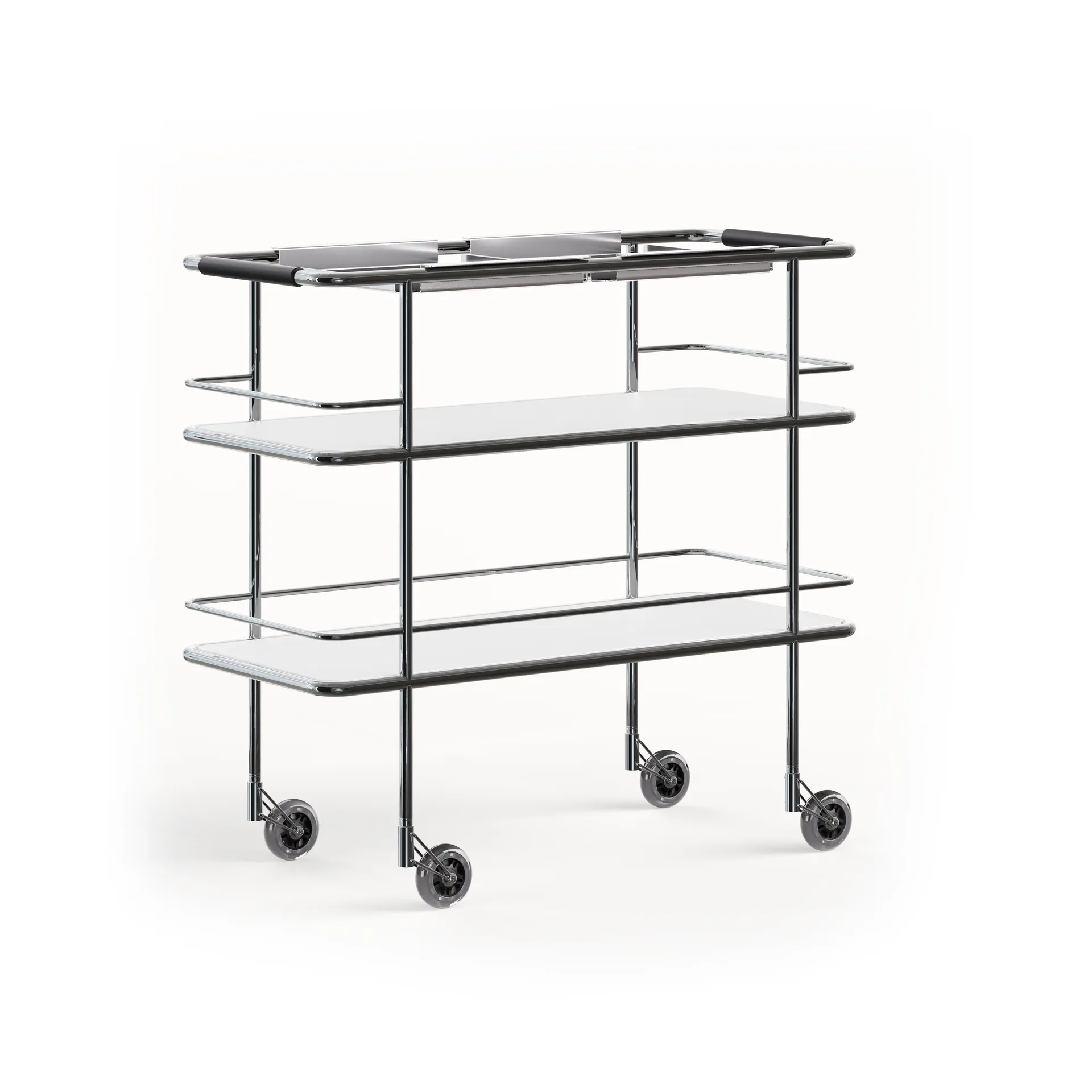 Cargo Support serving trolley, White laminate-chrome Lammhults