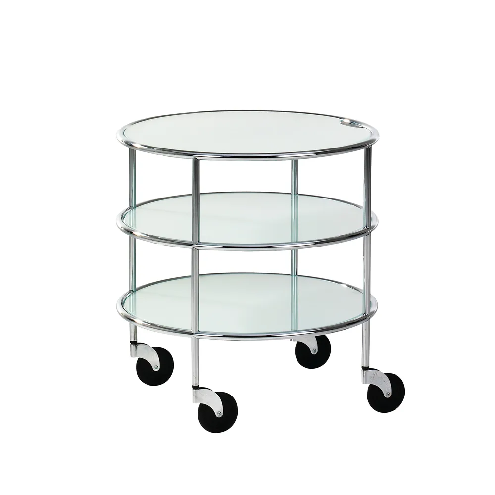 Chicago I table on castors, Frosted glass-chrome Lammhults