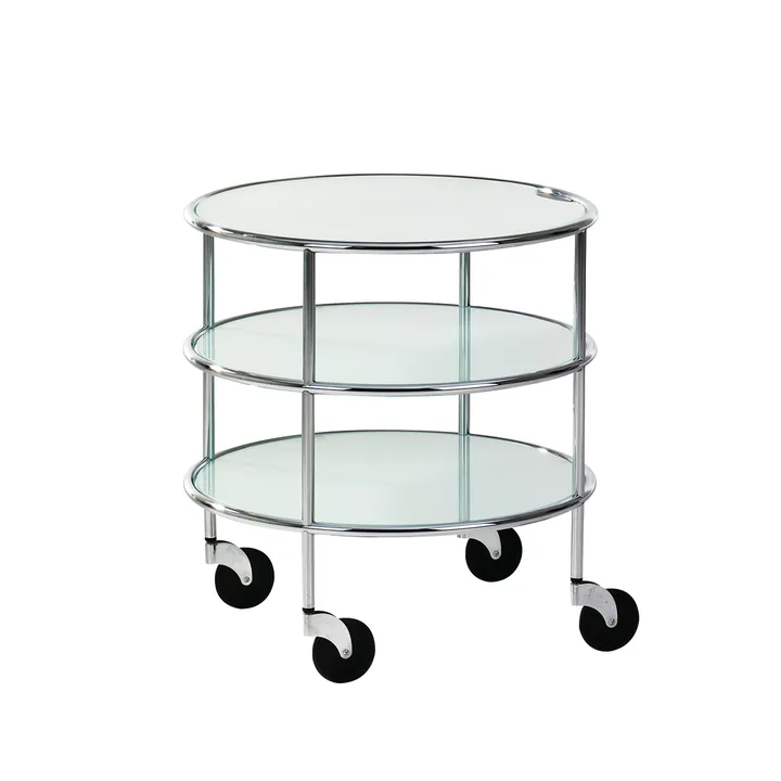 Chicago I table on castors - Frosted glass-chrome - Lammhults