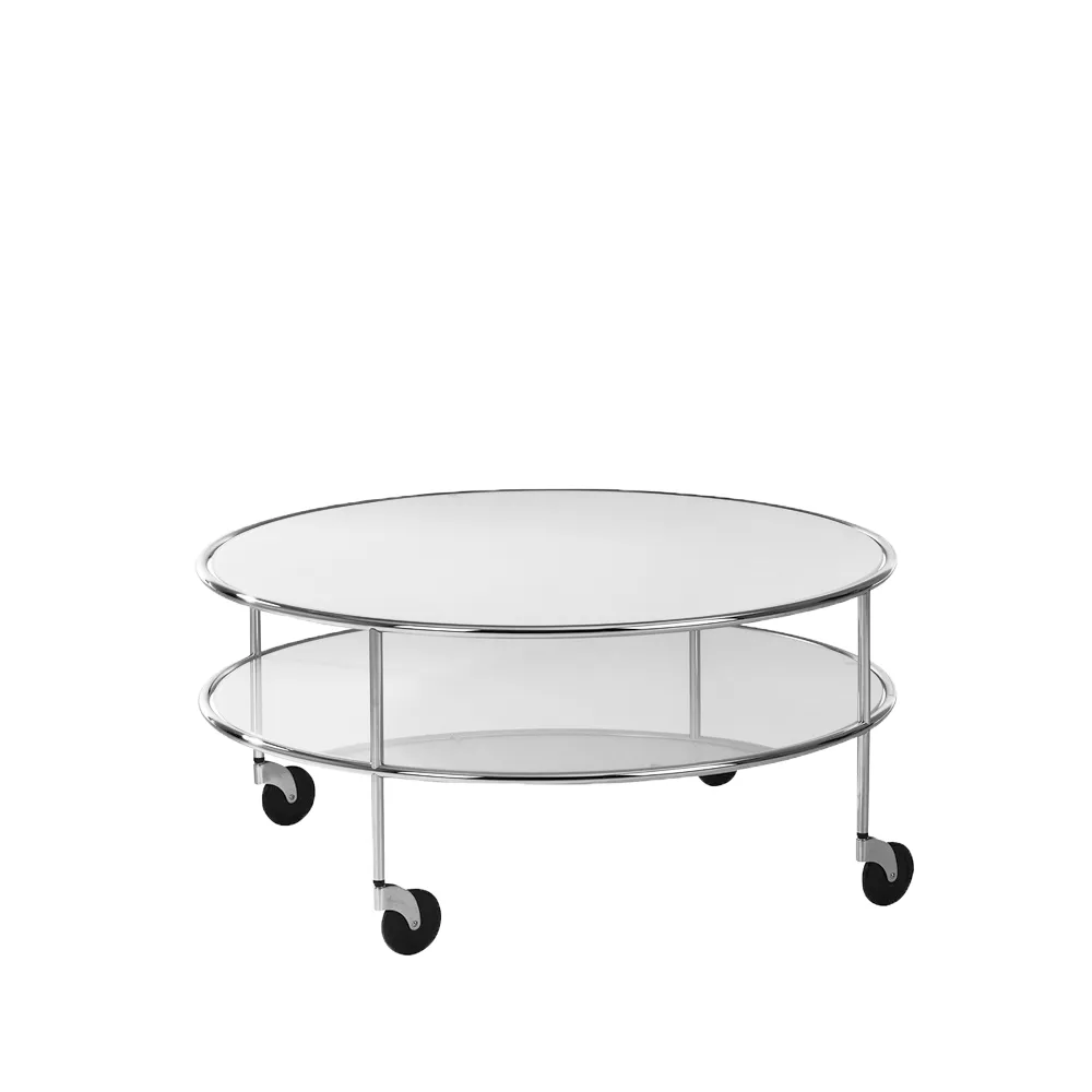 Chicago III coffee table, Frosted glass-chrome Lammhults