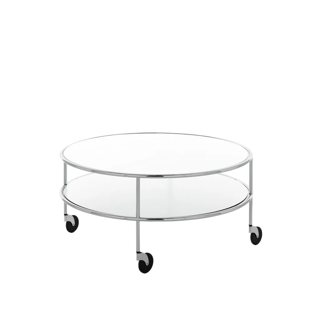 Chicago III coffee table, White laminate-chrome Lammhults