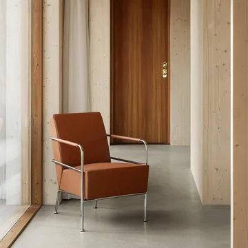 Cinema armchair - Elmo Nordic leather Cognac–chrome frame - Lammhults