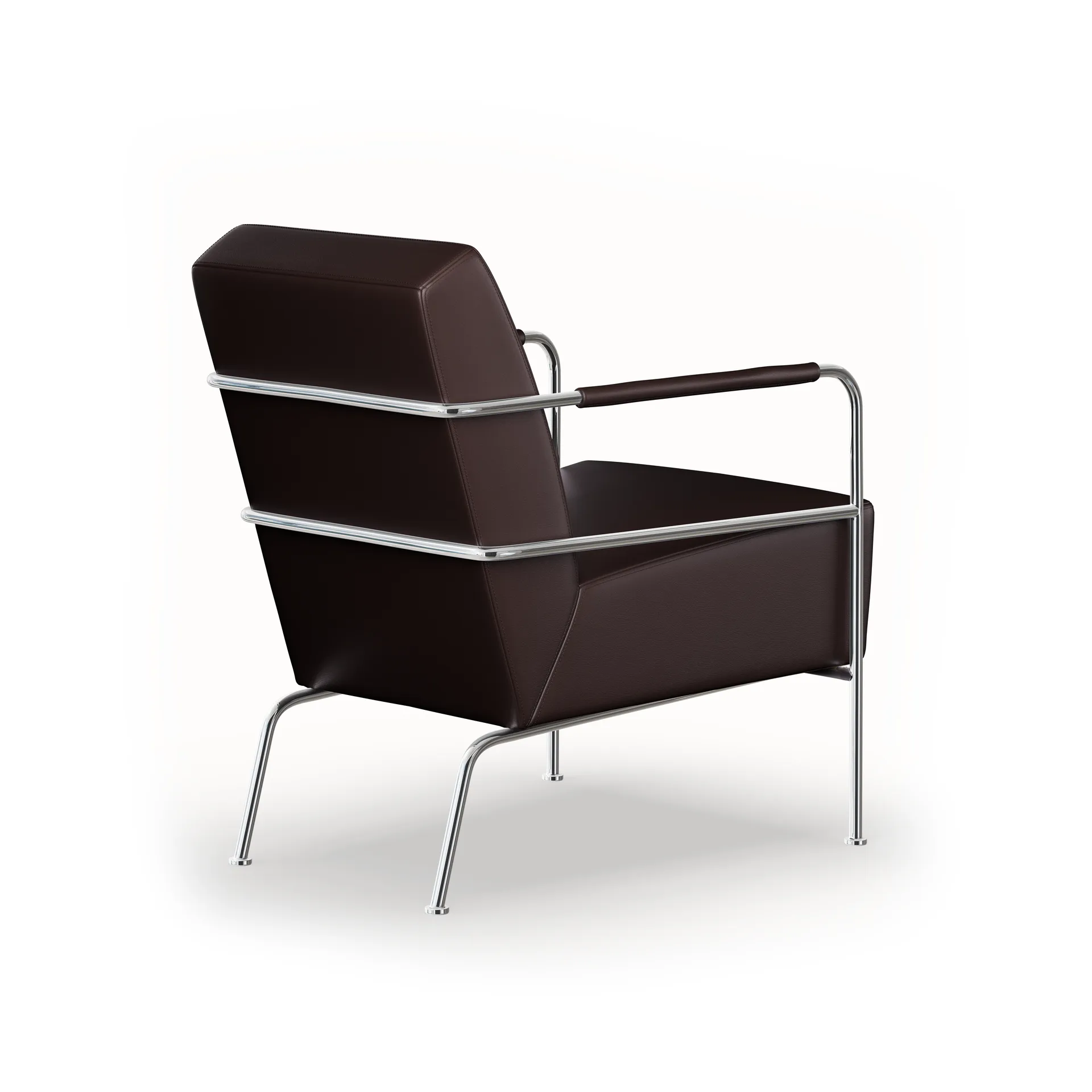 Cinema armchair, Elmo Nordic leather dark brown–chrome frame Lammhults