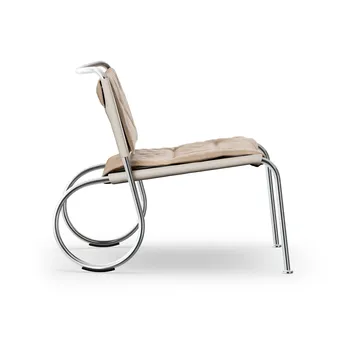 Corso easy chair chair - Elmo Nordic leather Natural-linen weave-chrome - Lammhults