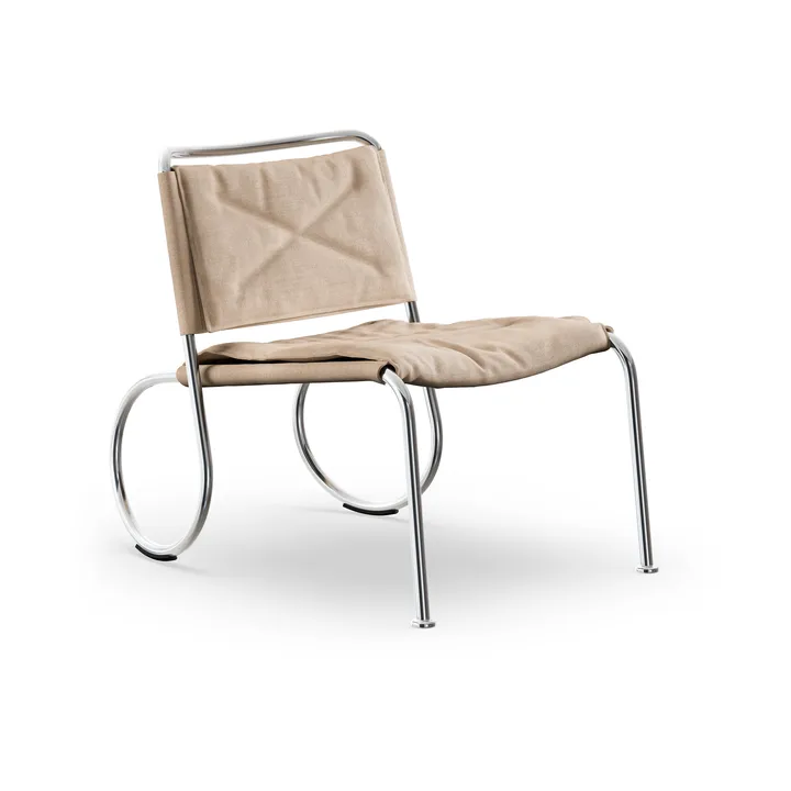 Corso easy chair chair - Linen weave natural-chrome - Lammhults