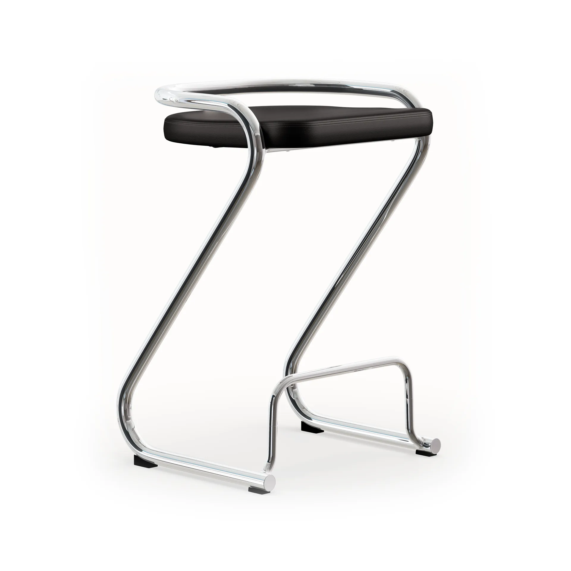 S70-3 bar stool, Elmo Nordic leather Black–chrome frame Lammhults