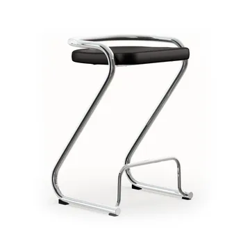 S70-3 bar stool - Elmo Nordic leather Black–chrome frame - Lammhults