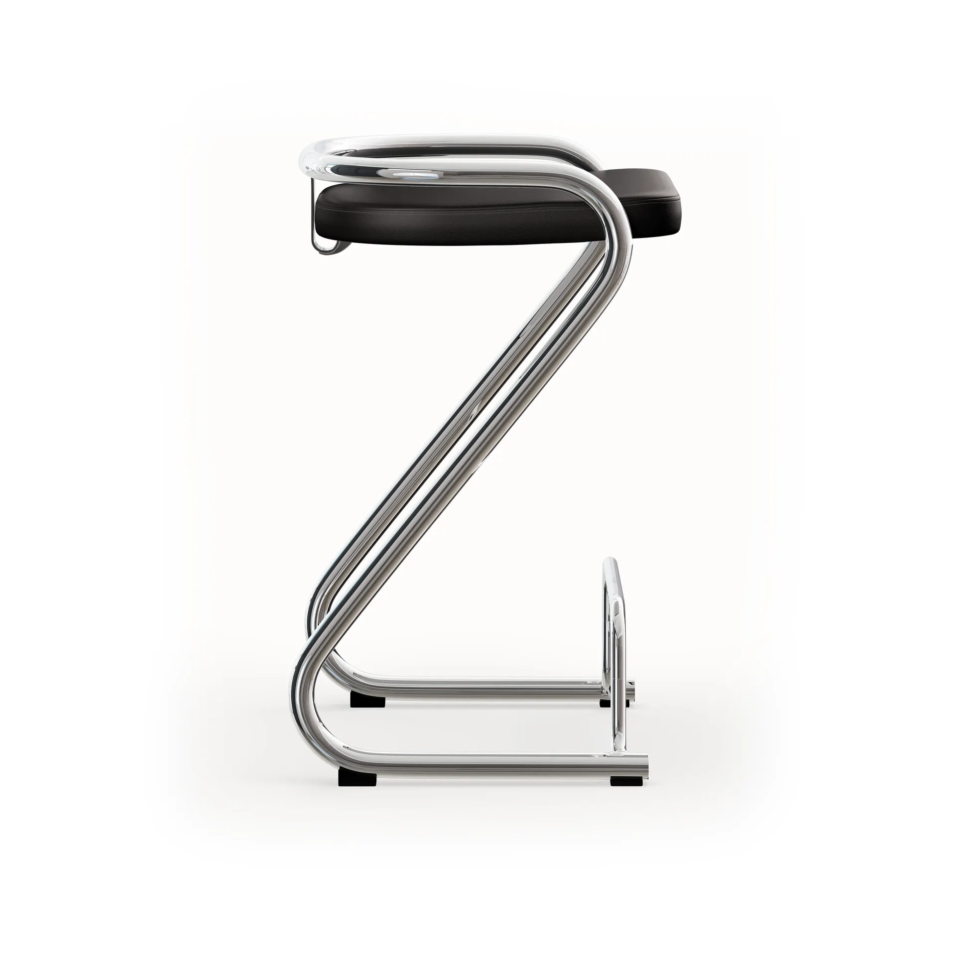 S70-3 bar stool, Elmo Nordic leather Black–chrome frame Lammhults