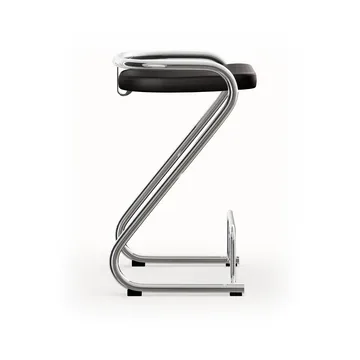 S70-3 bar stool - Elmo Nordic leather Black–chrome frame - Lammhults