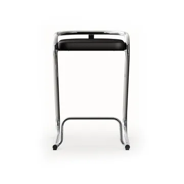 S70-3 bar stool - Elmo Nordic leather Black–chrome frame - Lammhults