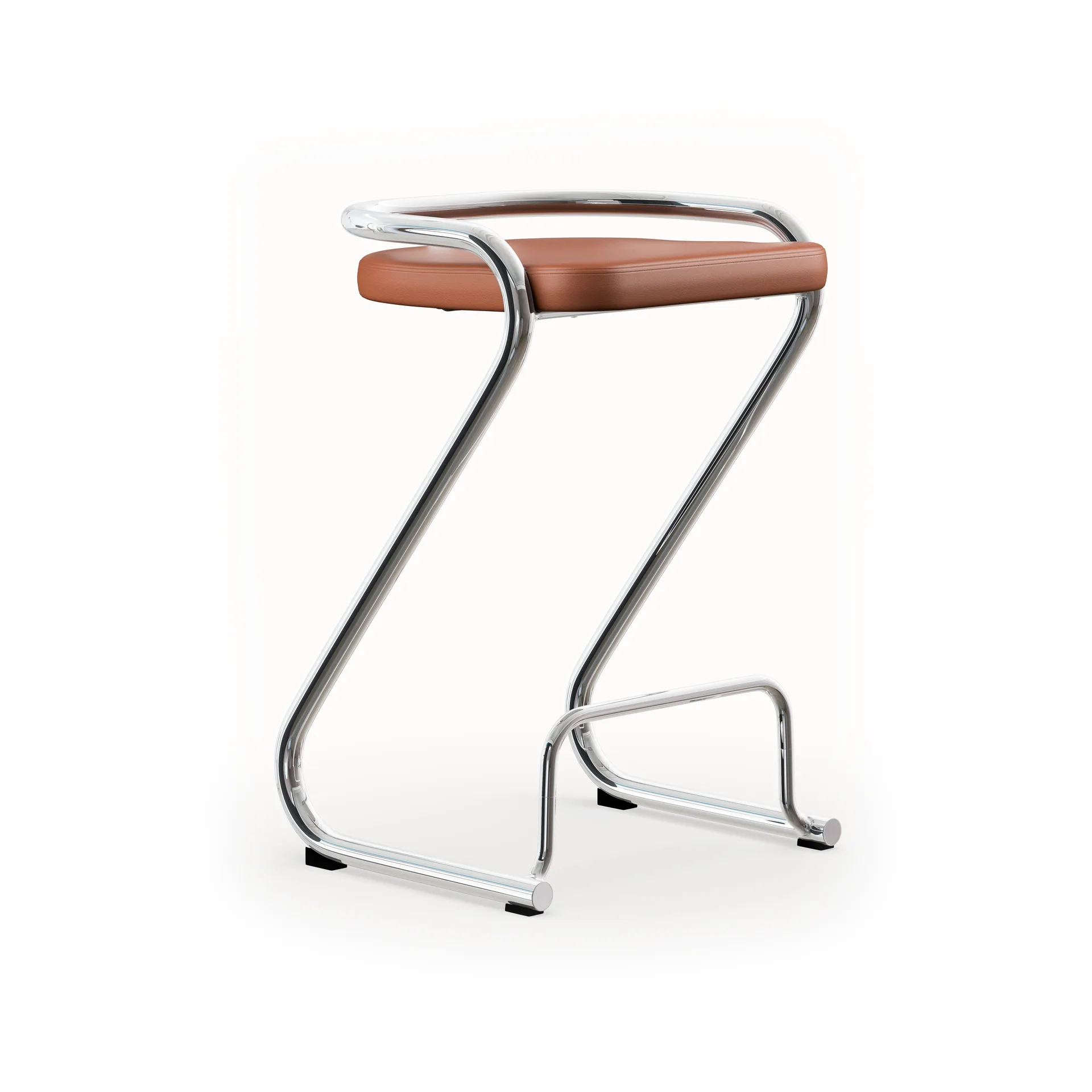 S70-3 bar stool, Elmo Nordic leather Cognac–chrome frame Lammhults