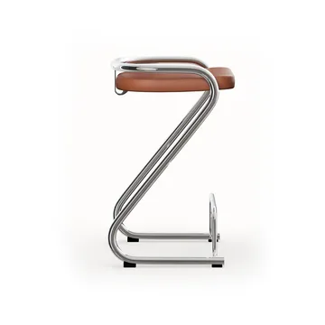 S70-3 bar stool - Elmo Nordic leather Cognac–chrome frame - Lammhults
