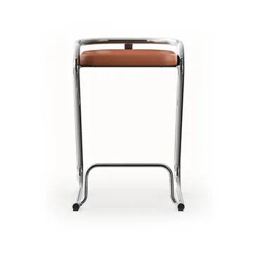 S70-3 bar stool - Elmo Nordic leather Cognac–chrome frame - Lammhults