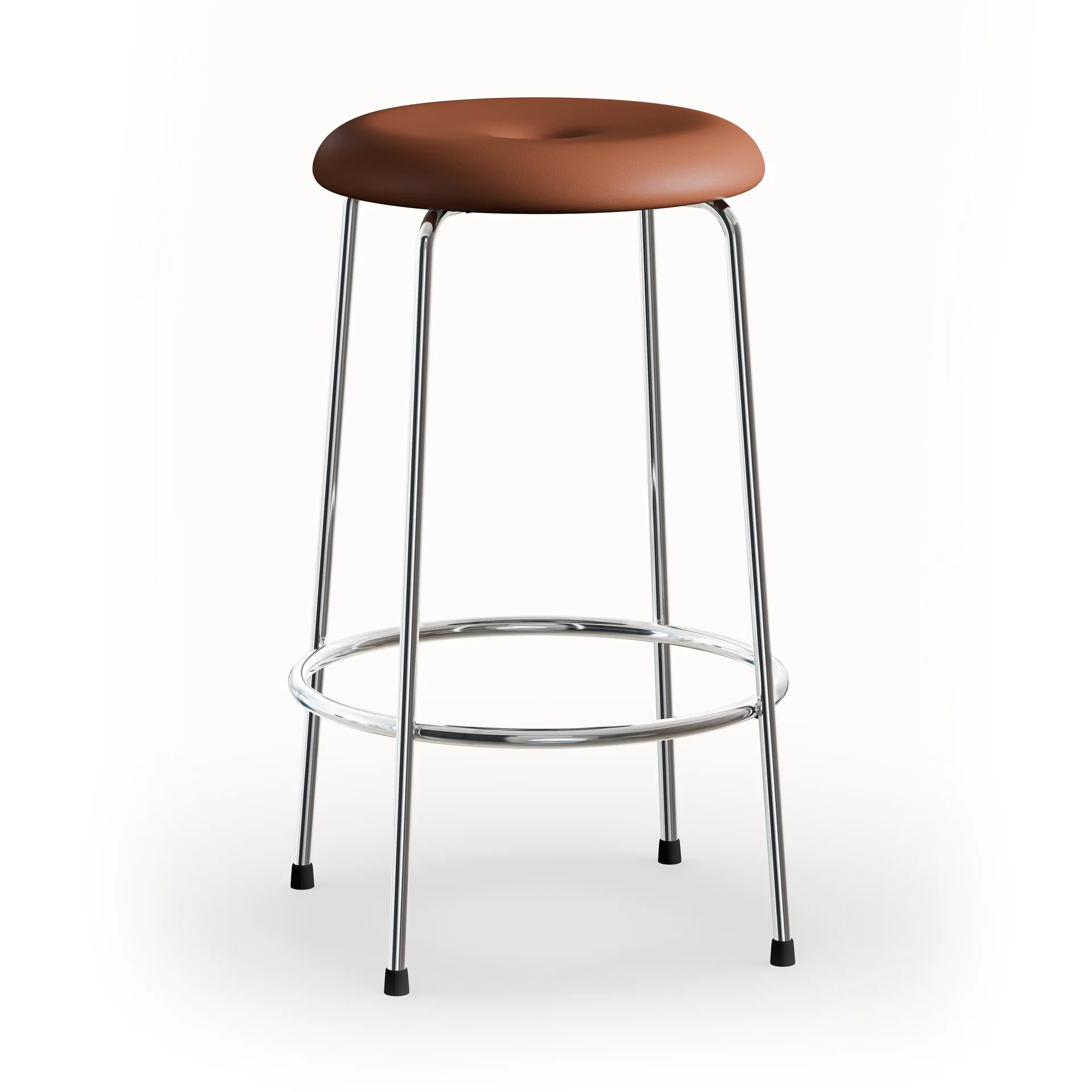 Stool barstool, Cognac leather–chromed frame, 63 cm Lammhults