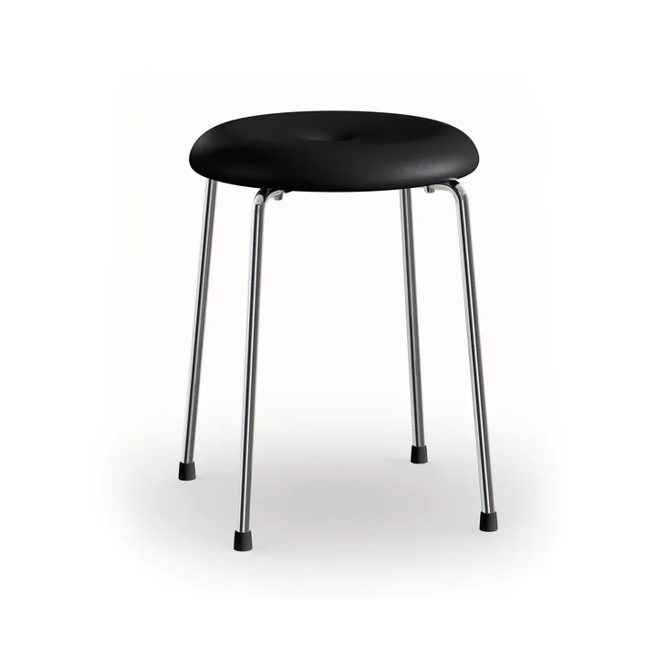 Stool bench - Black leather–chrome frame, 45 cm - Lammhults