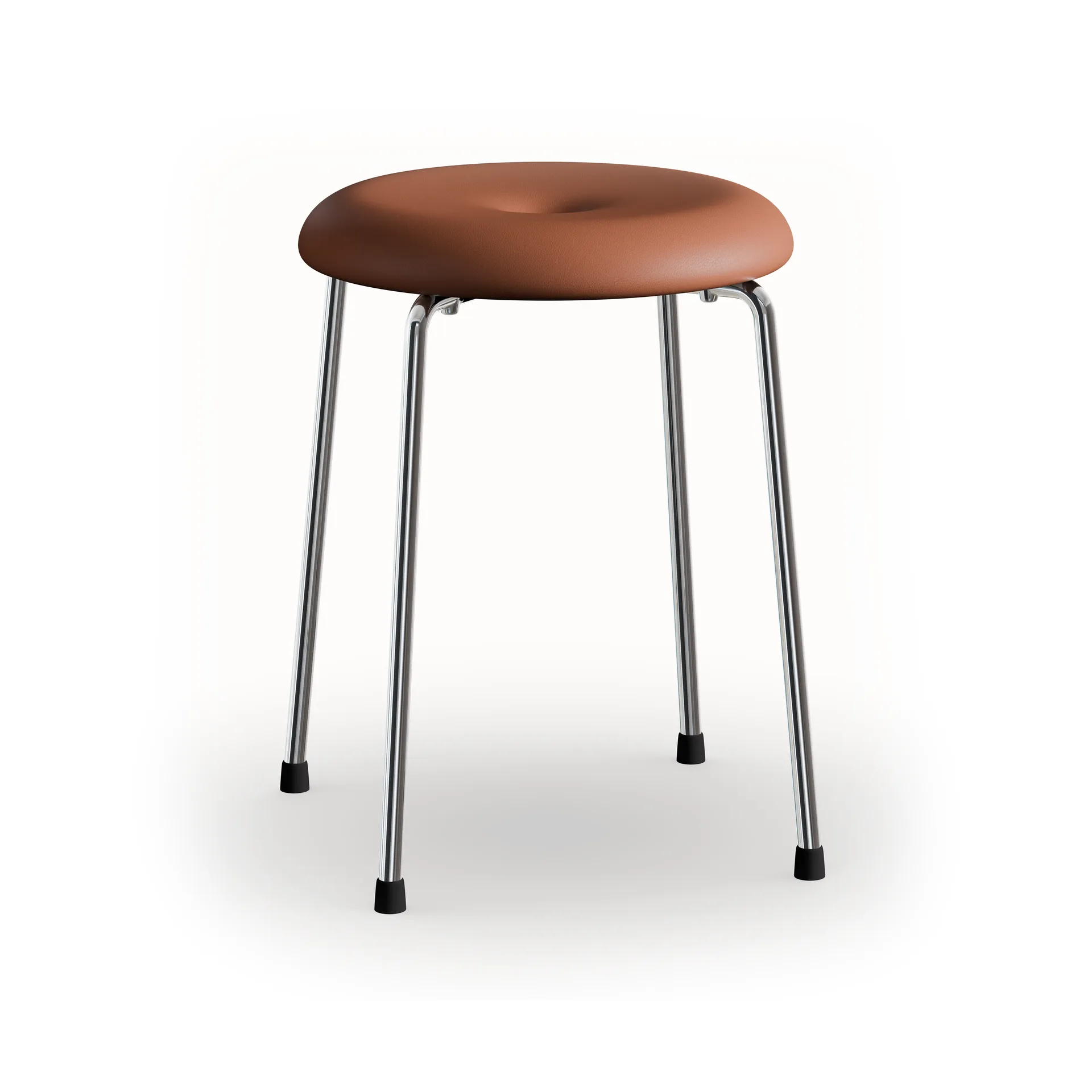 Stool bench, Cognac leather–chrome frame, 45 cm Lammhults