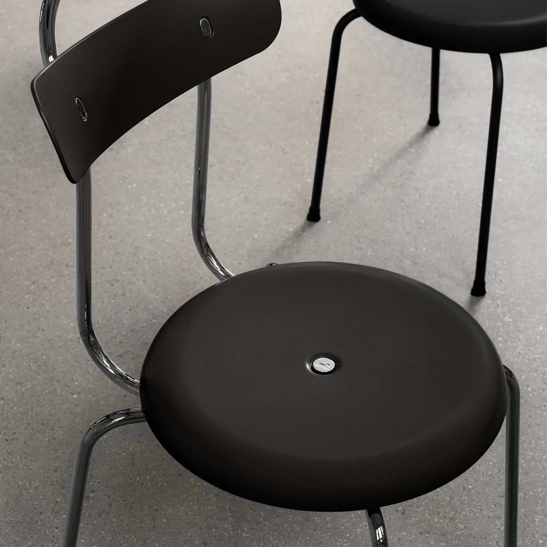 Stool plus chair, Black-chromed frame Lammhults
