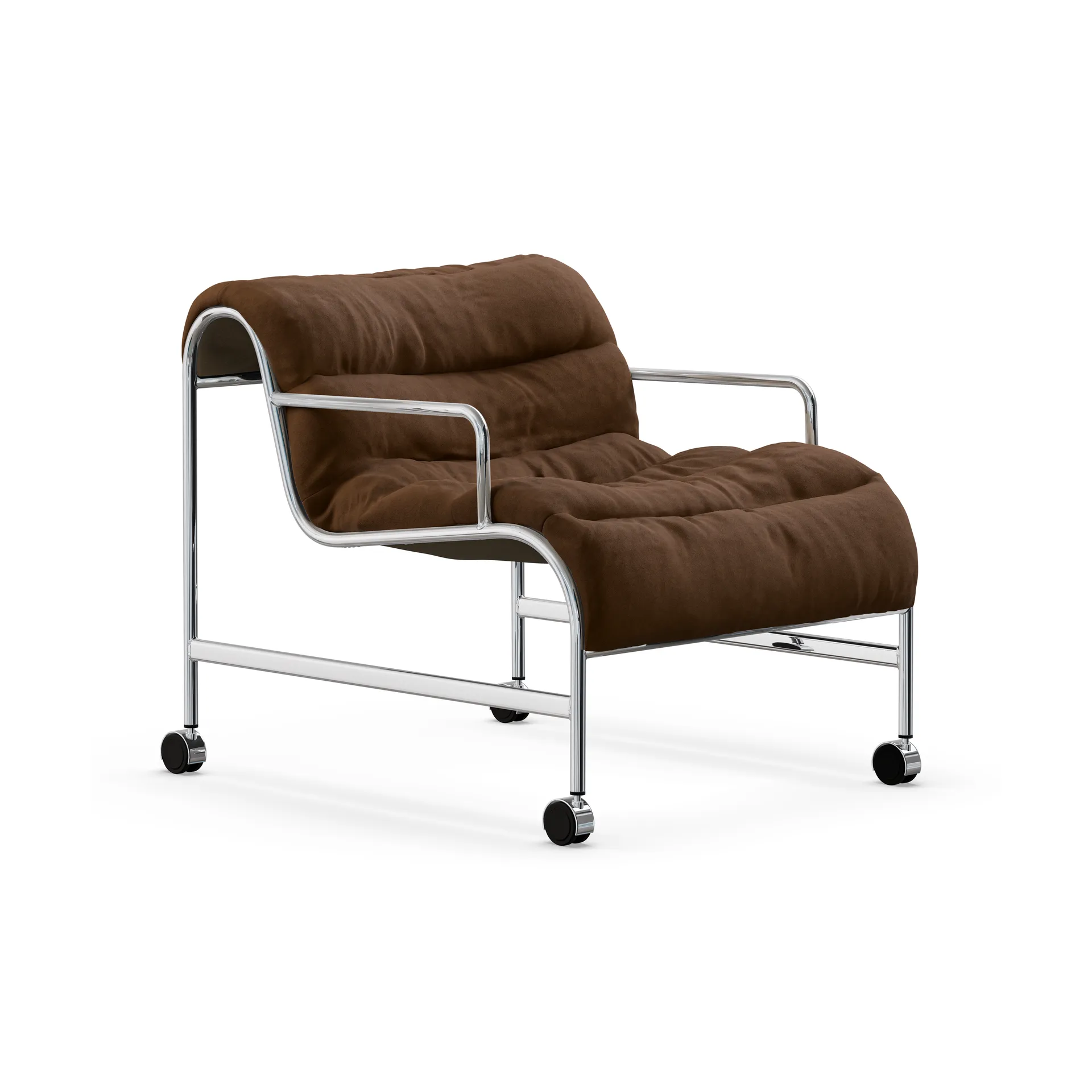 Sunny armchair with armrests, Vidar brown-chromed wheel stand Lammhults