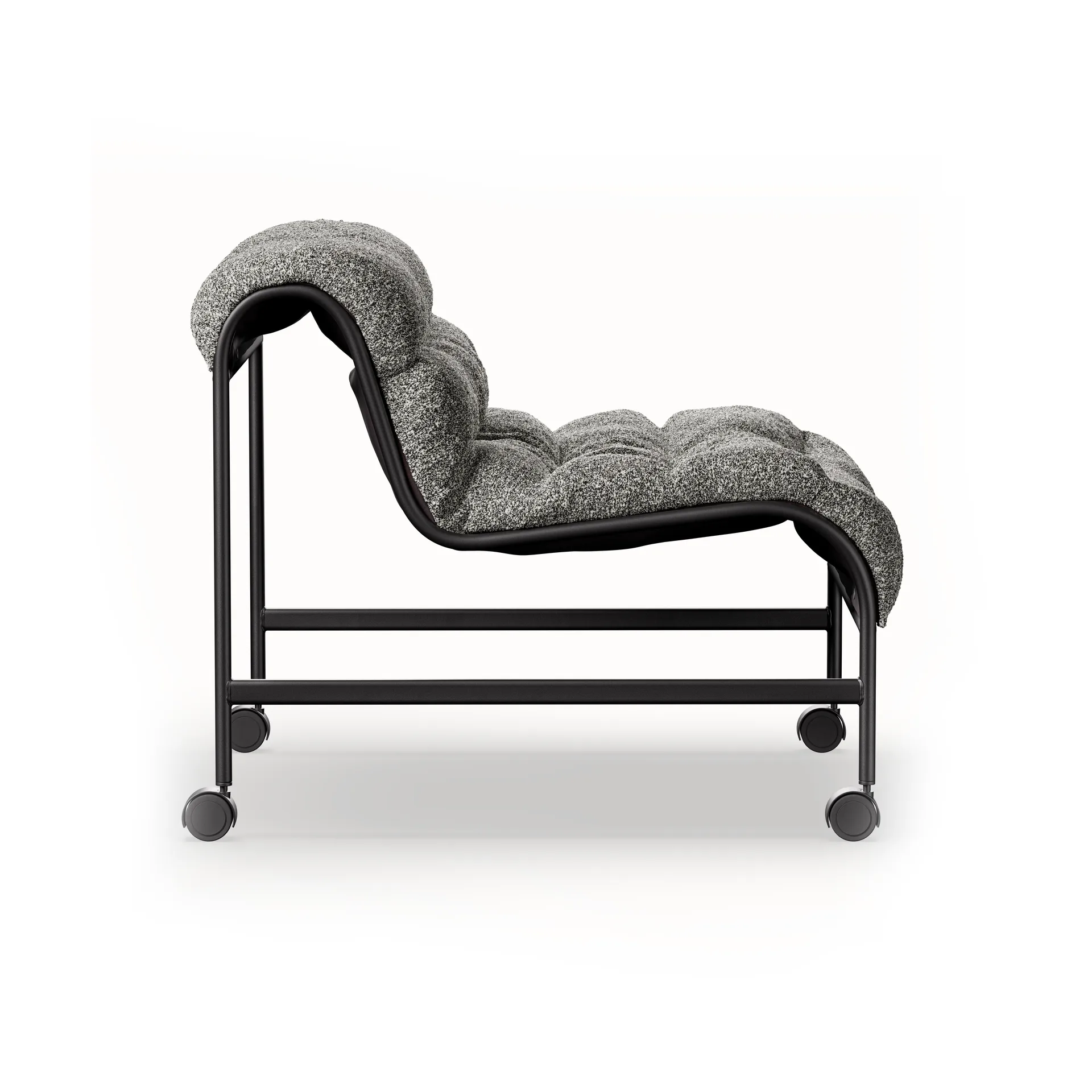 Sunny armchair with armrests, Zero Black–matte black frame w. wheels Lammhults