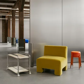 Tension trolley - Chrome-beige-beige leather rug - Lammhults