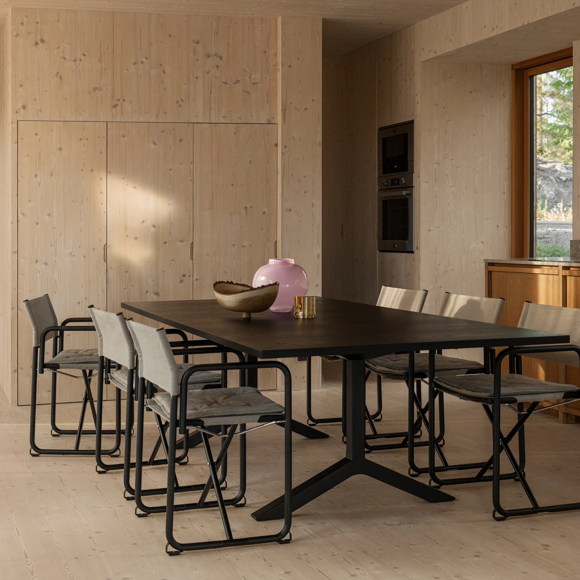 X75-2 armchair, Natural linen-chrome Lammhults