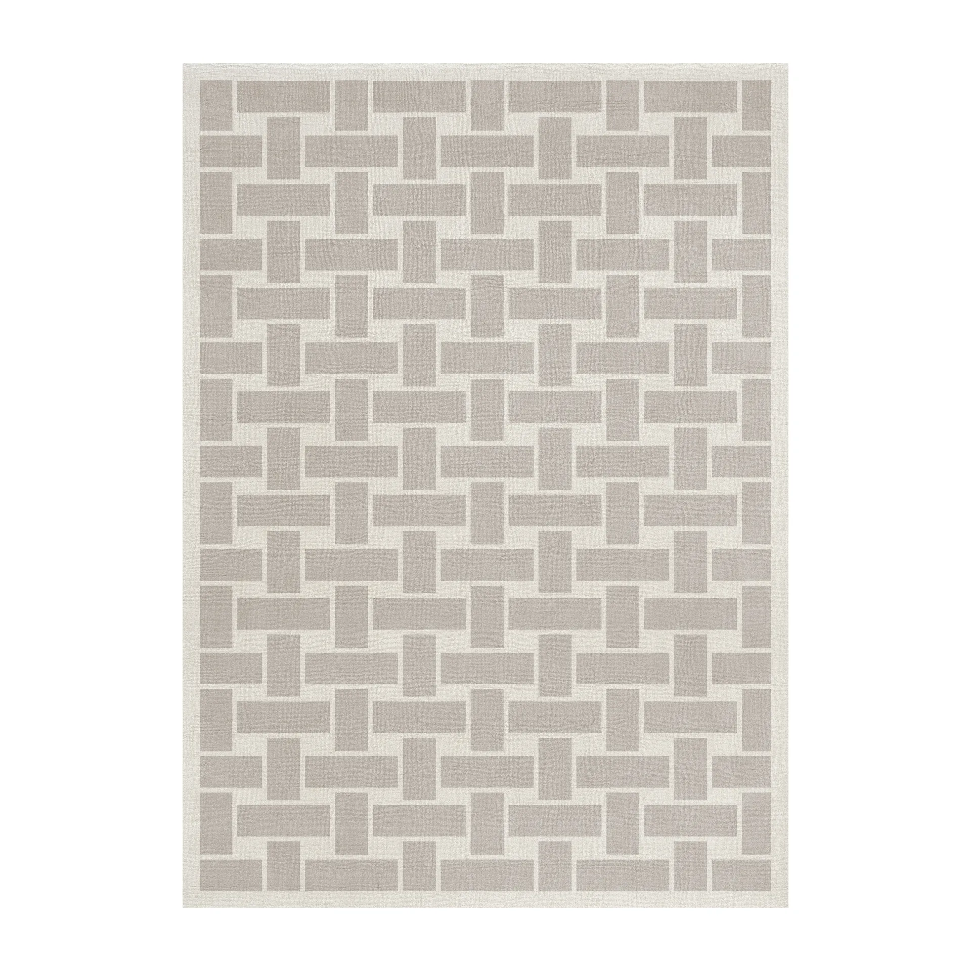 60S Geo Basket Weave wool carpet, Oatmeal. 180x270 cm Layered
