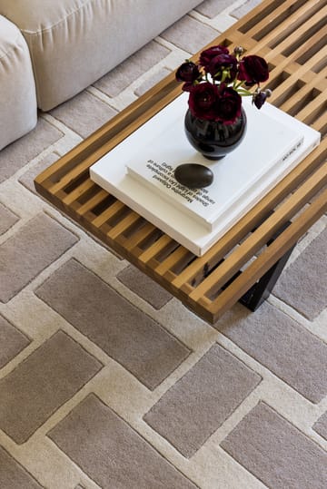 60S Geo Basket Weave wool carpet - Oatmeal. 300x400 cm - Layered