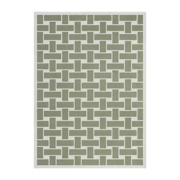 60S Geo Basket Weave wool carpet - Olive. 180x270 cm - Layered