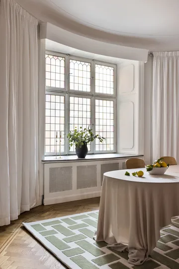 60S Geo Basket Weave wool carpet - Olive. 180x270 cm - Layered