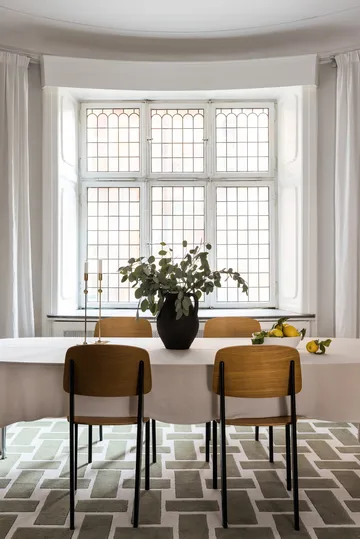 60S Geo Basket Weave wool carpet - Olive. 180x270 cm - Layered