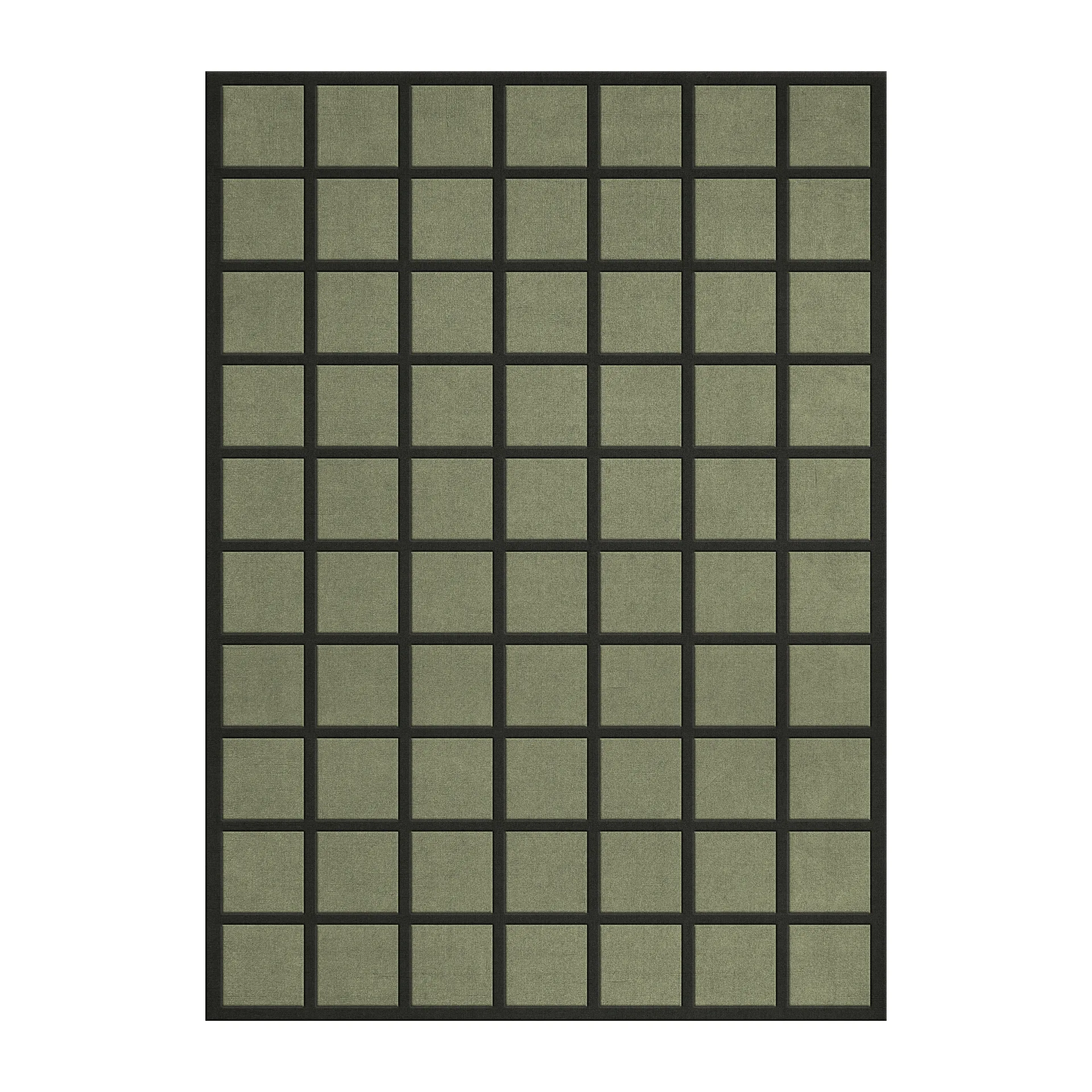 Avenue Checked Bone wool carpet, Olive. 180x270 cm Layered
