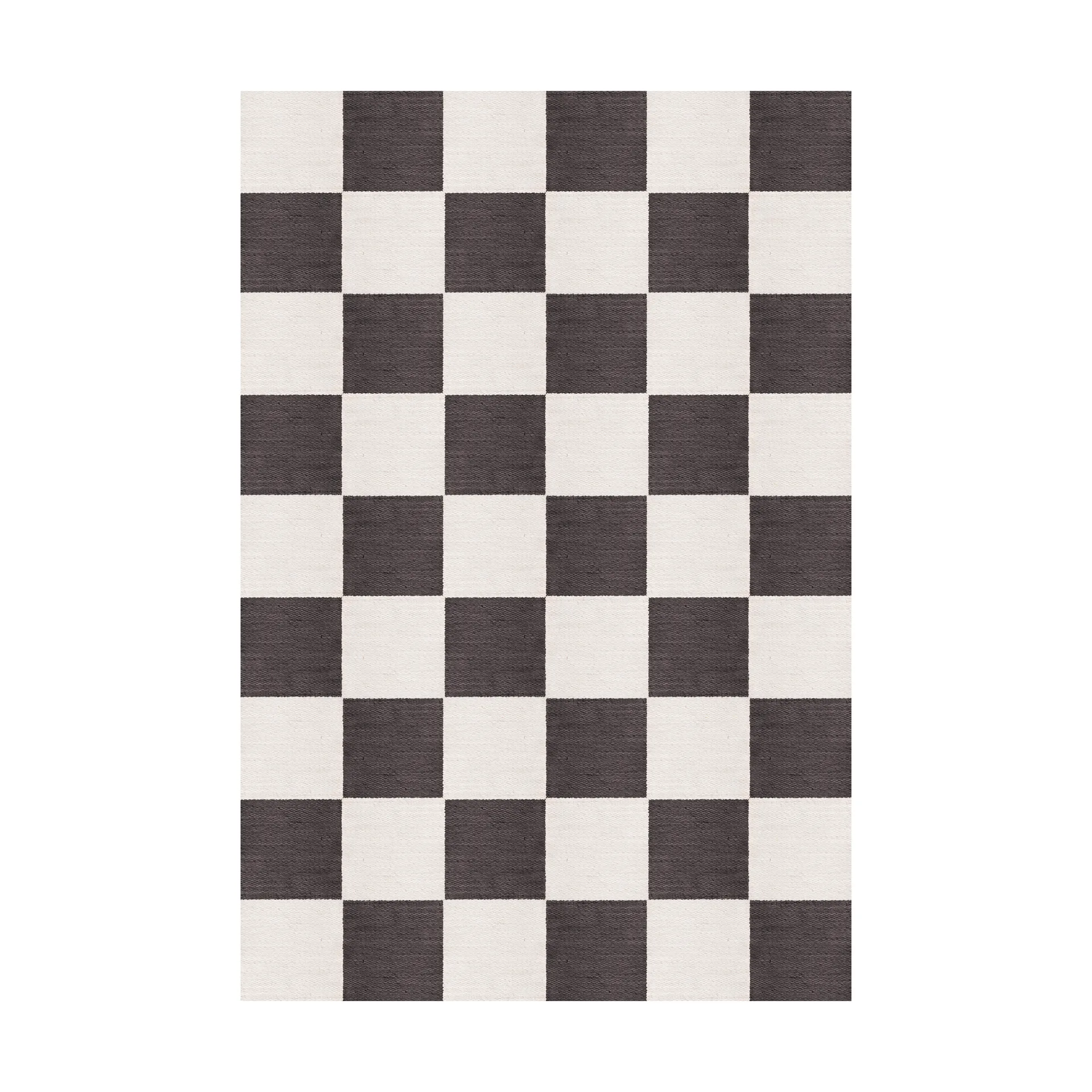Chess wool rug, Black and white, 140x200 cm Layered