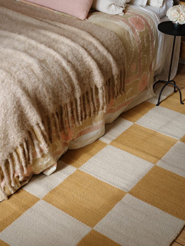 Chess wool rug, Harvest yellow, 140x200 cm Layered