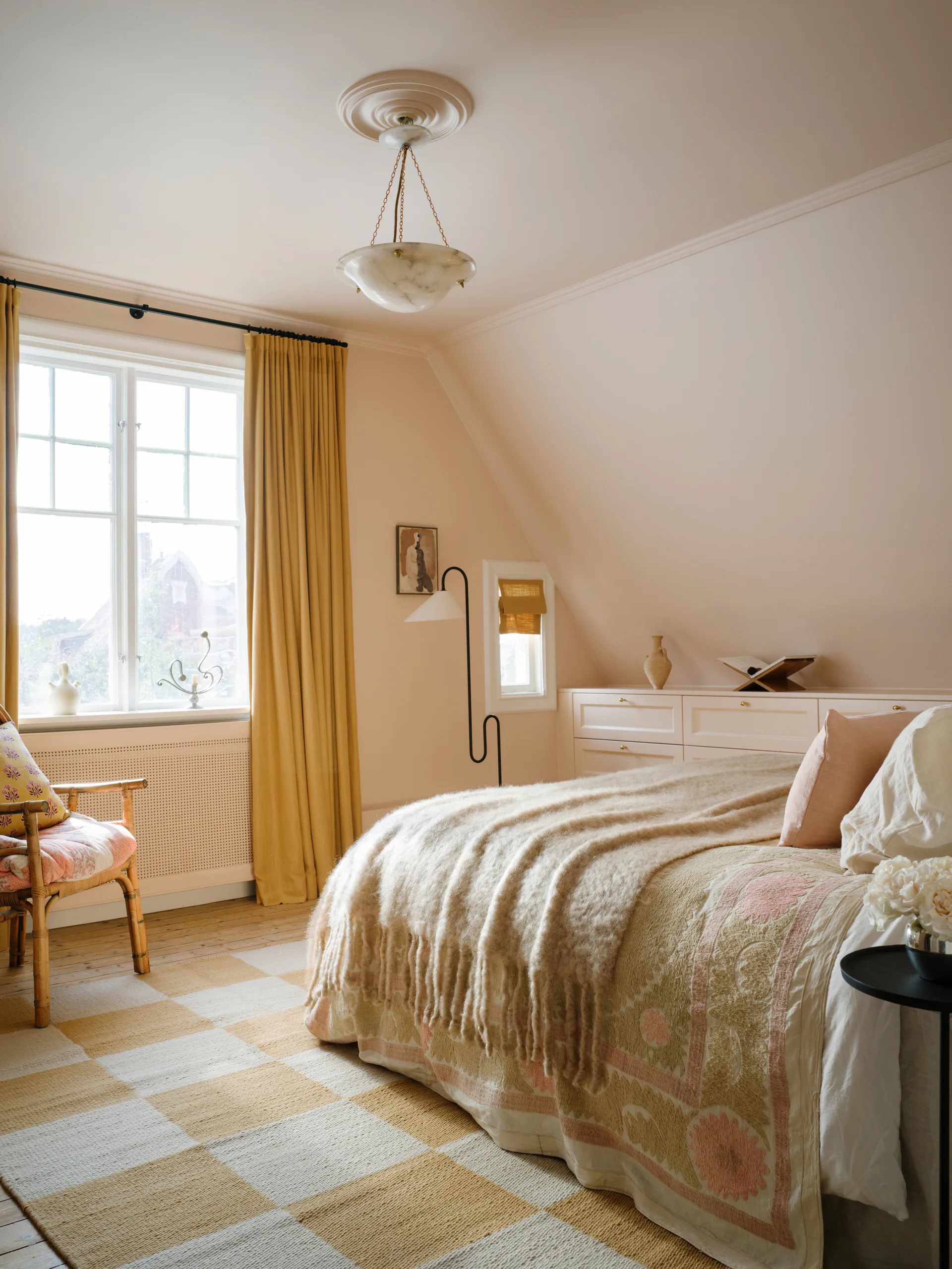 Chess wool rug, Harvest yellow, 250x350 cm Layered