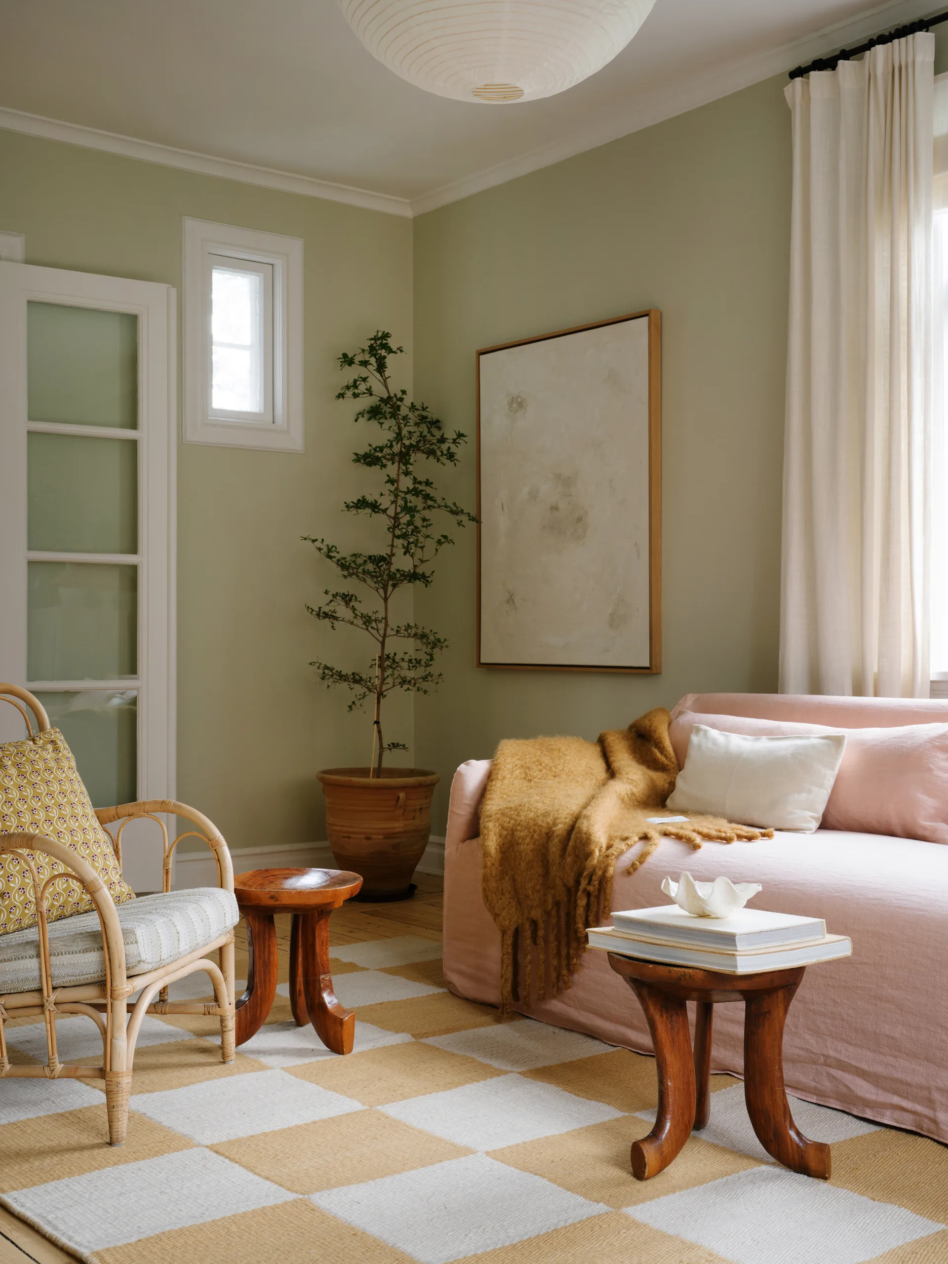 Chess wool rug, Harvest yellow, 250x350 cm Layered