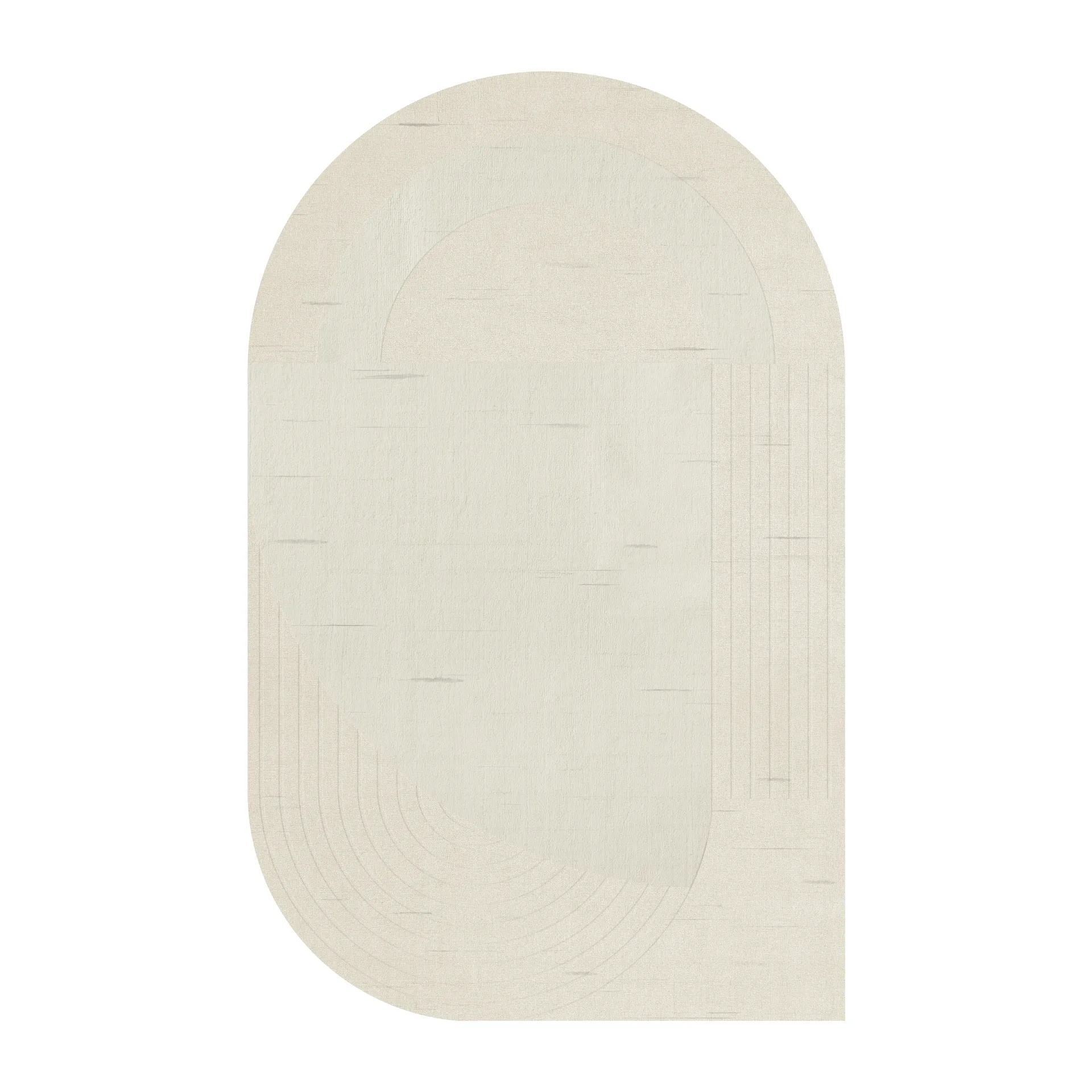 Circular wool carpet 180x270 cm, Bone white Layered