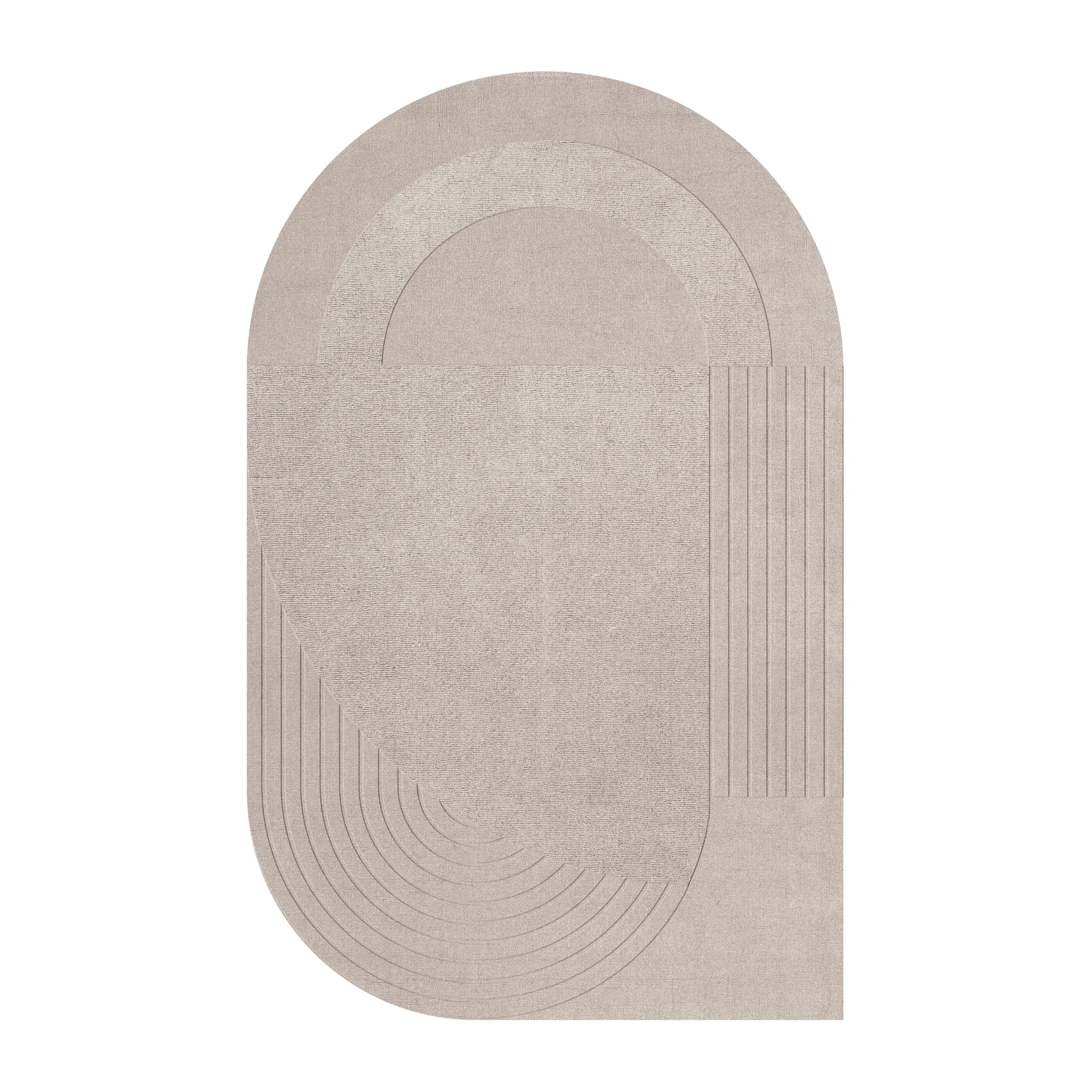 Circular wool carpet 180x270 cm, Light oatmeal Layered