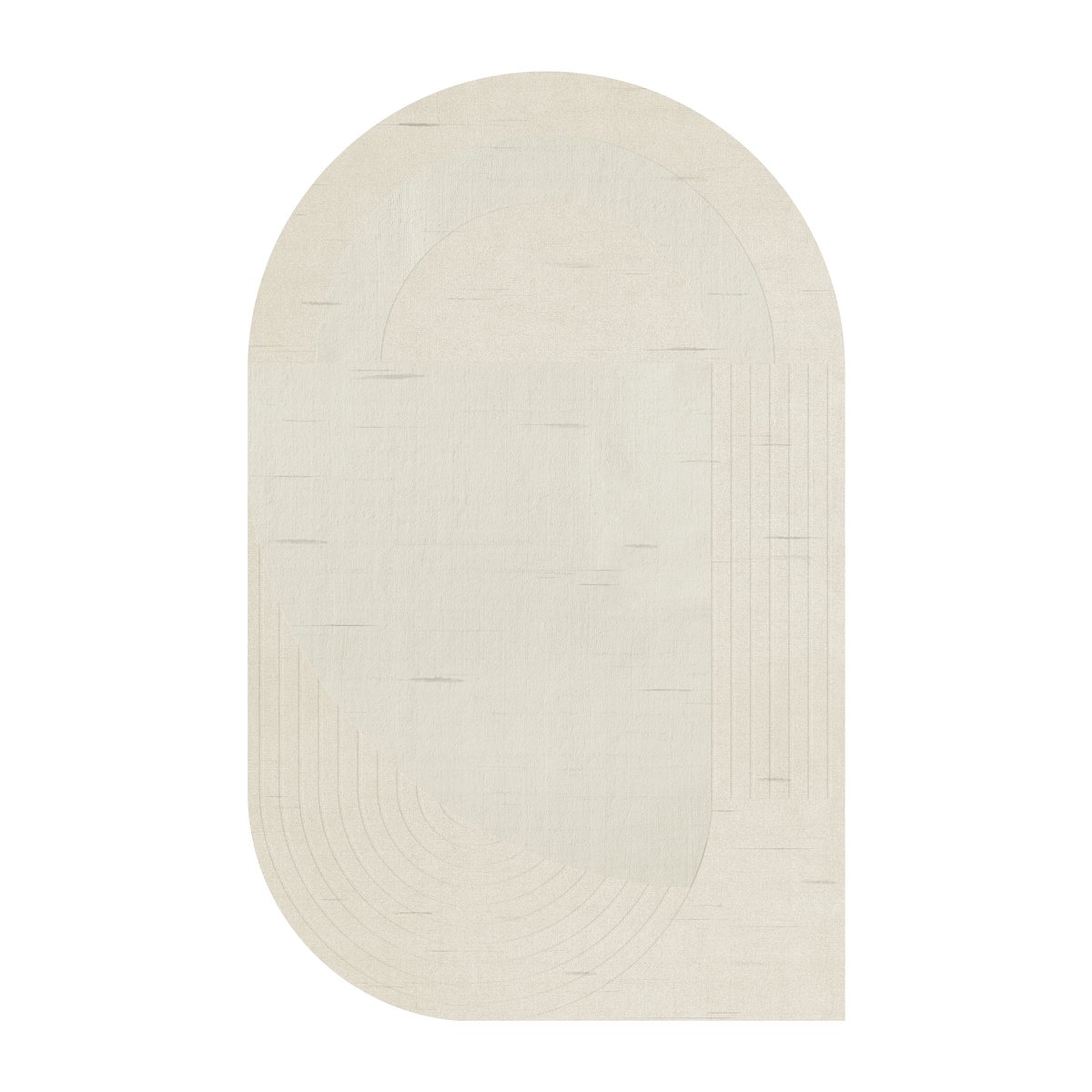 Layered Circular wool carpet 220x350 cm Bone white | Scandinavian Design | Wool rugs | White