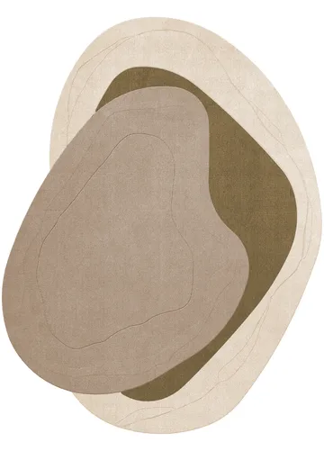 Erik Bratsberg Lozza wool rug - Olive, 210x270 cm - Layered
