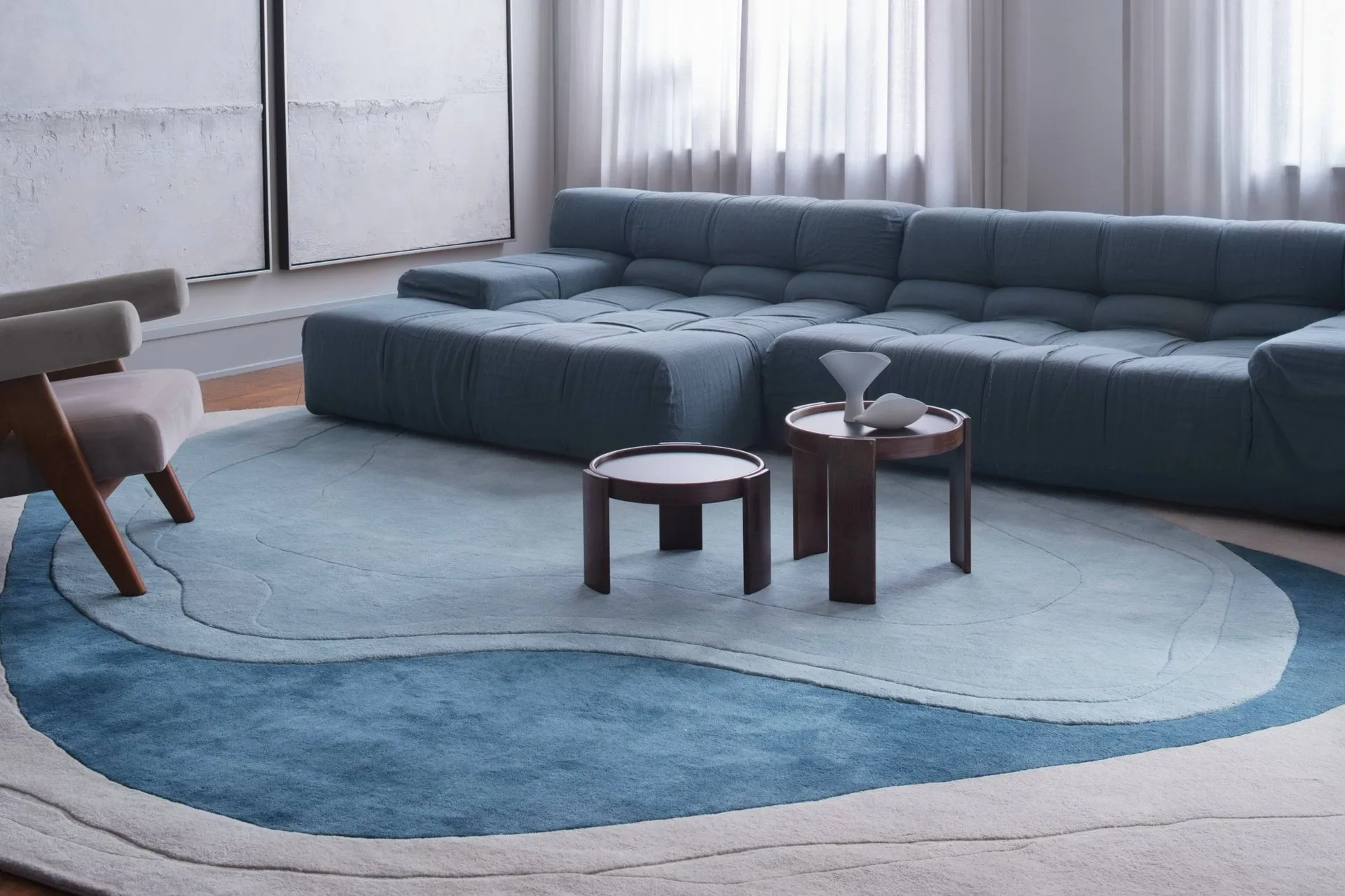 Erik Bratsberg Lozza wool rug, Teal, 230x300 cm Layered