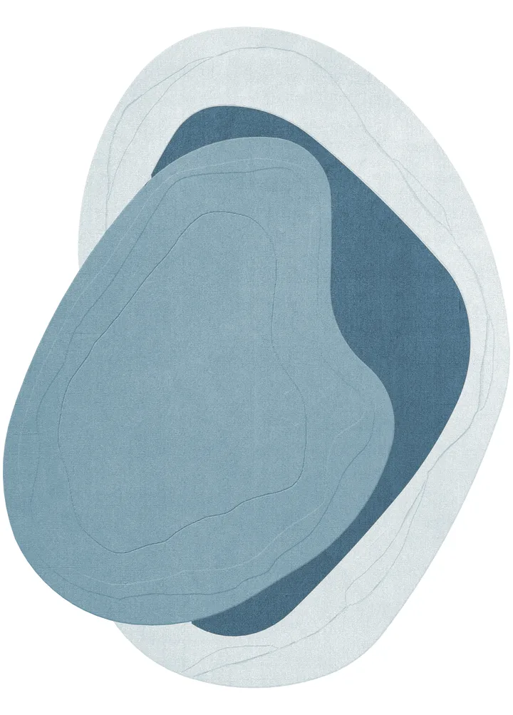 Erik Bratsberg Lozza wool rug - Teal, 270x350 cm - Layered