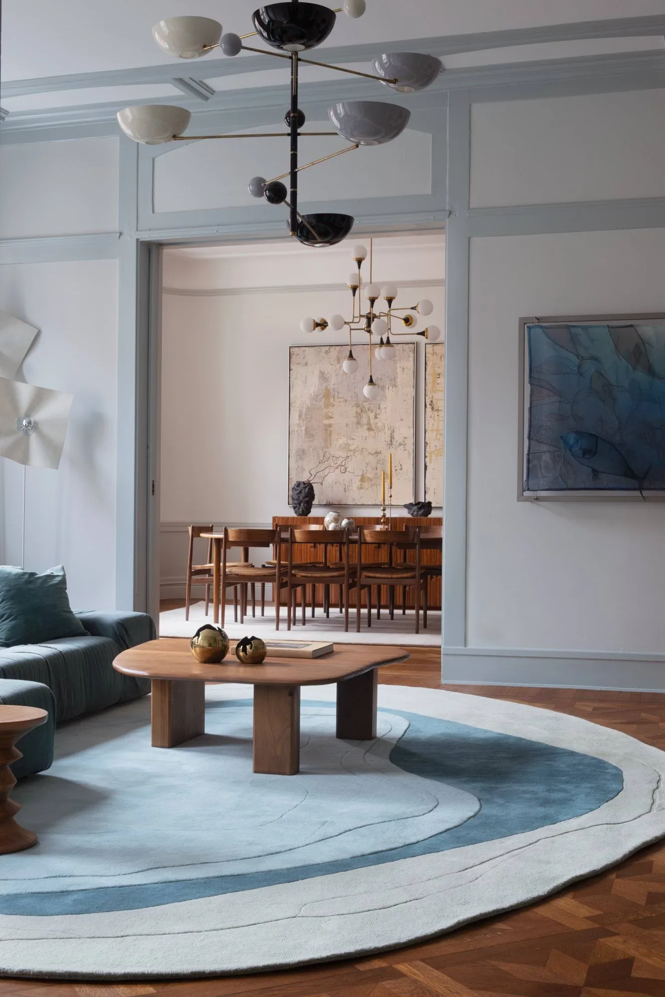 Erik Bratsberg Lozza wool rug, Teal, 270x350 cm Layered
