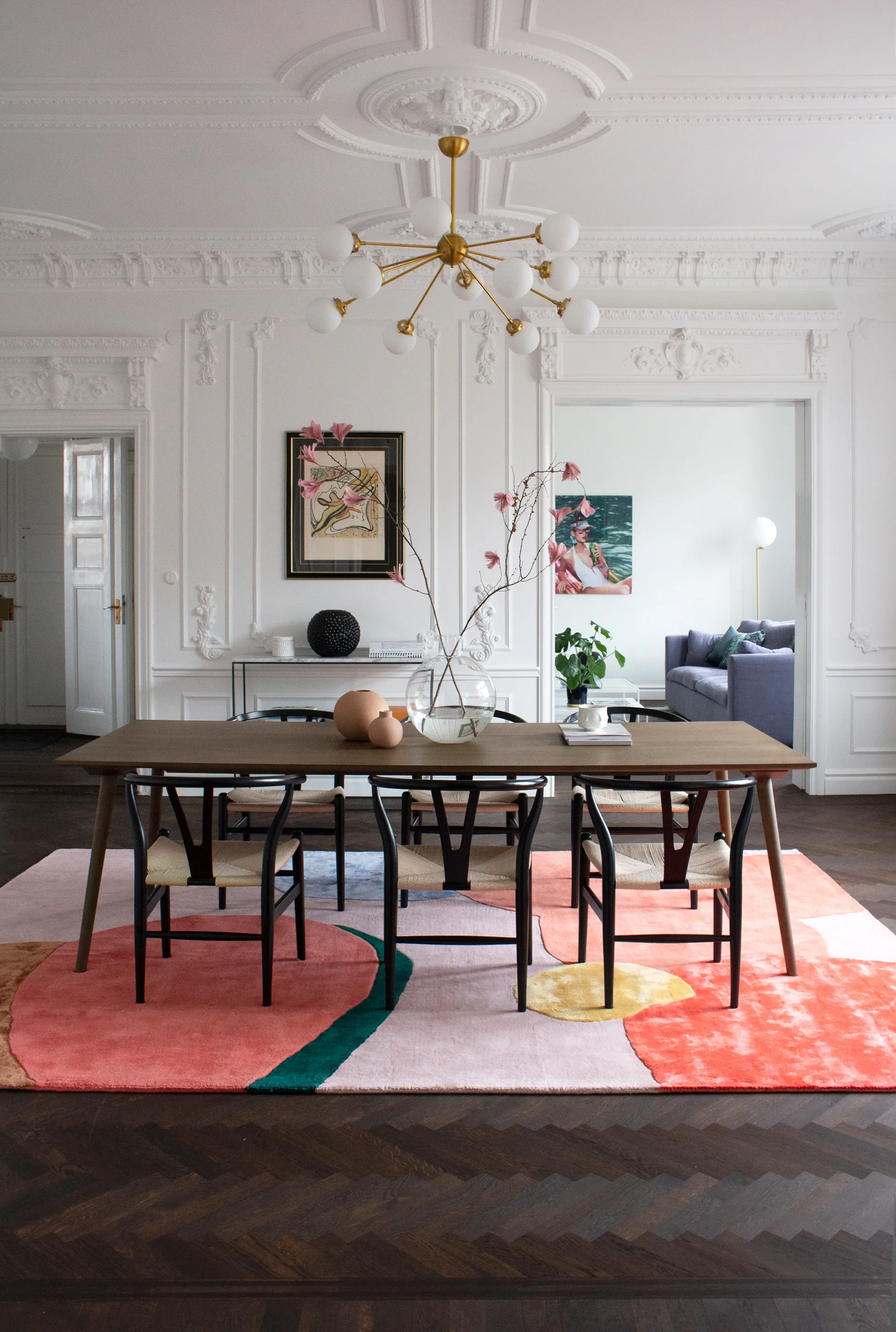 Flower Field wool carpet 300x400 cm, Pink Layered