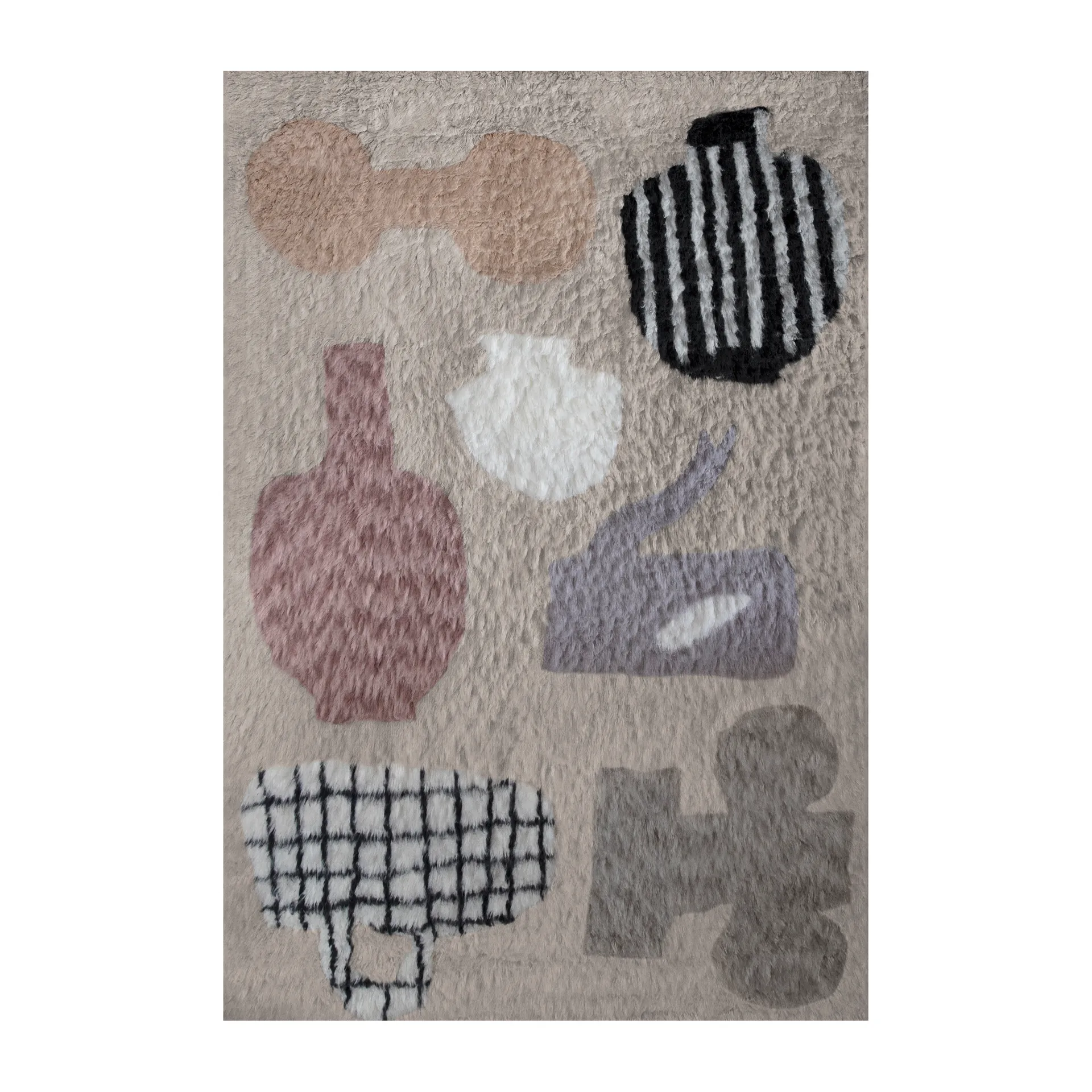 Picnic wool carpet, Beige. 250x350 cm Layered