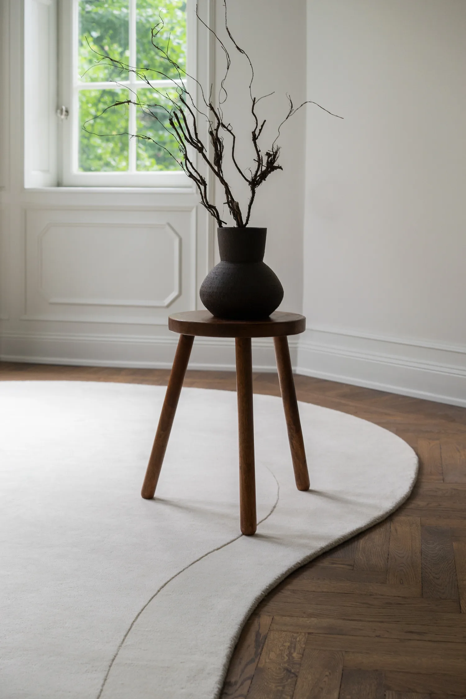 Residue wool carpet 180x270 cm, Bone White Layered