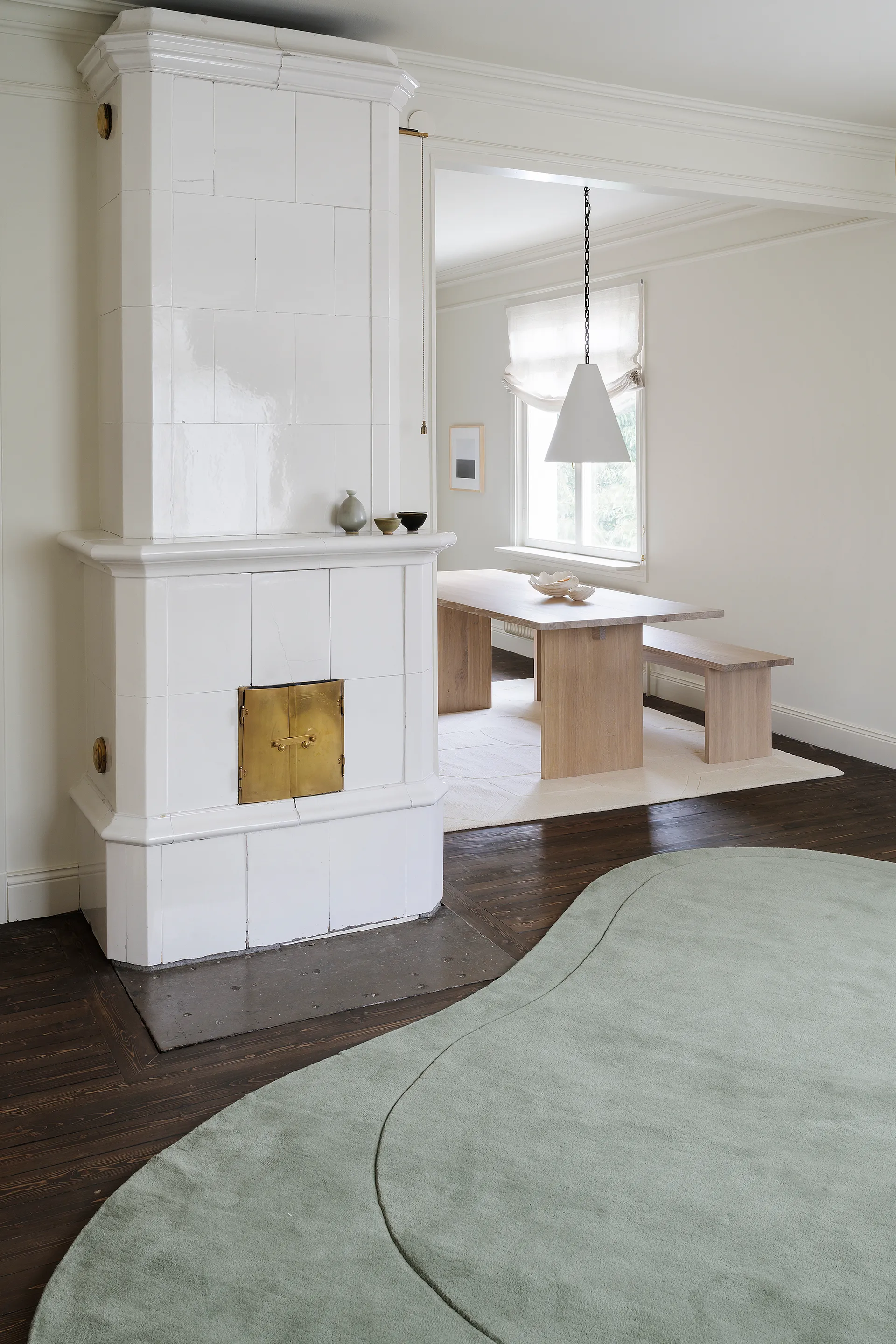 Residue wool carpet, Sage. 180x270 cm Layered