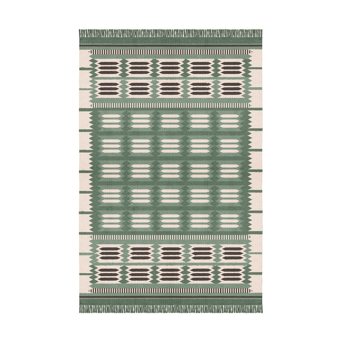 Layered Röllakan Hilma wool carpet 250x350 cm Fern | Scandinavian Design | Fringe & Deep pile rugs | Green