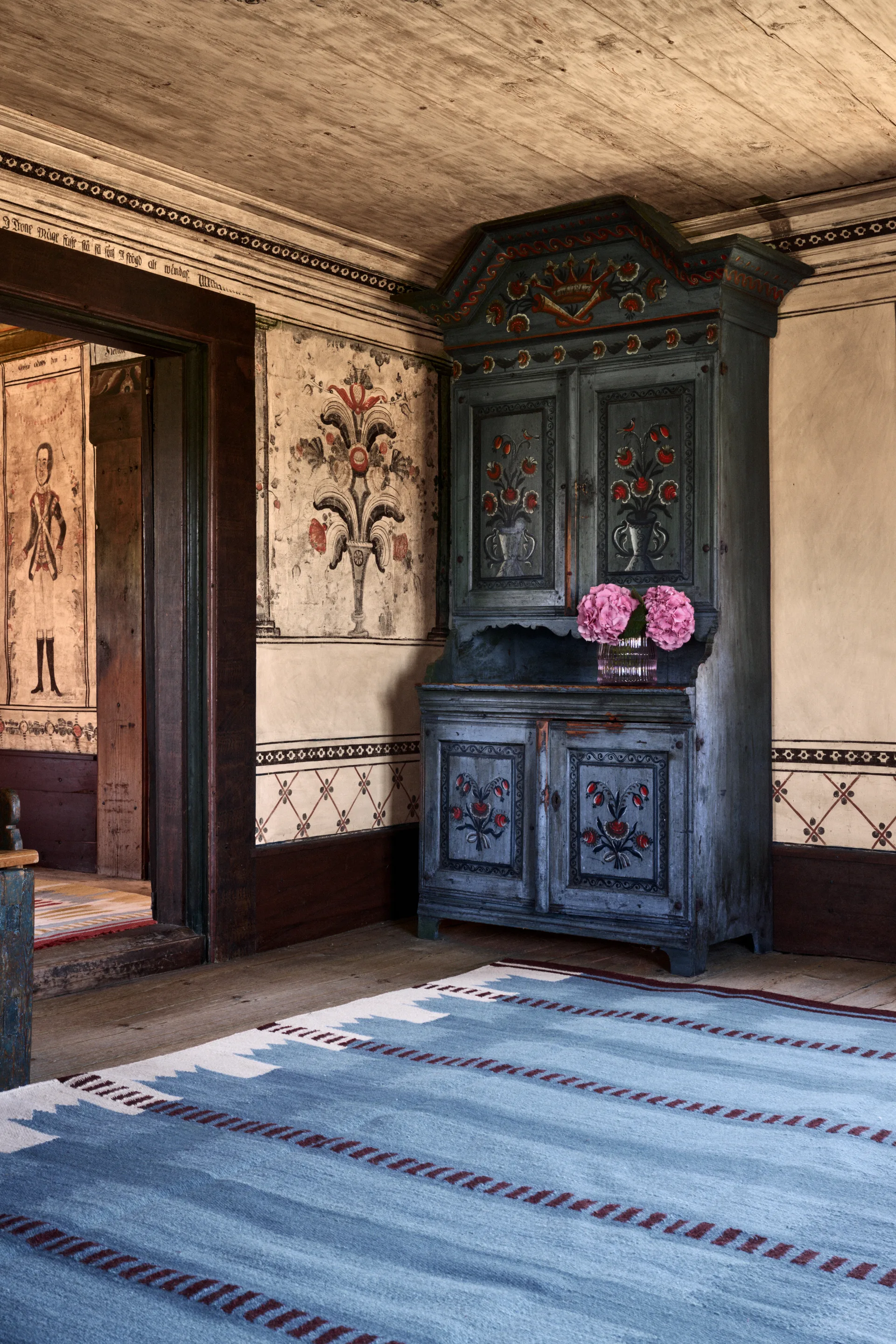 Röllakan Iris wool carpet, Petrol, 200x300 cm Layered